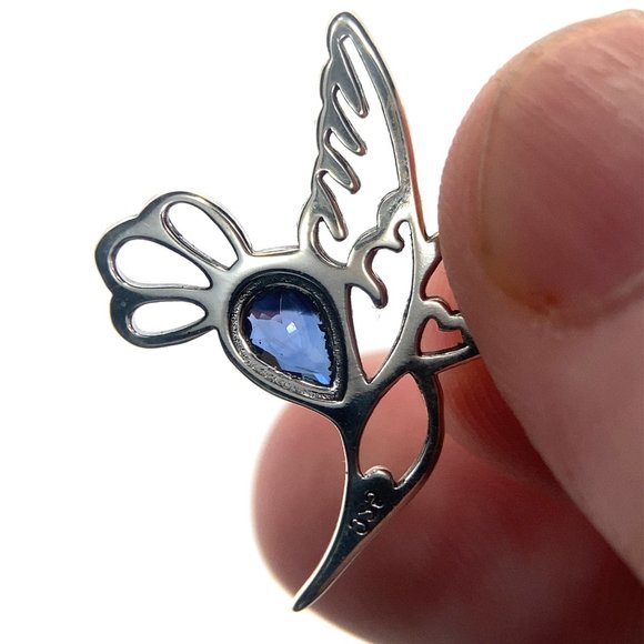 Blue Sapphire .72ct Platinum Finish Solid 925 Sterling Silver Pendant - Picture 5 of 7